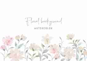 Free vector soft wildflower border background with watercolor