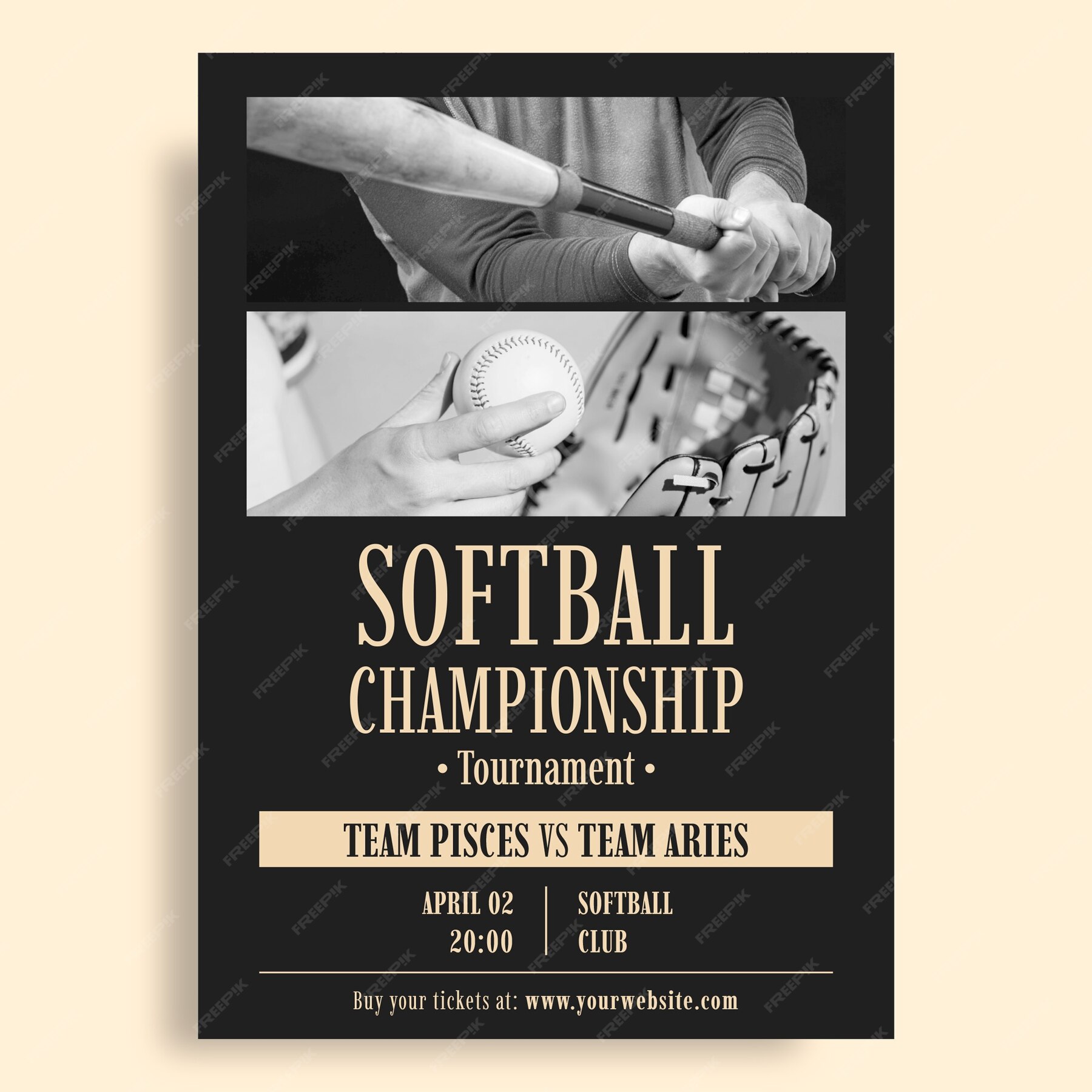 Free Vector Softball flyer template Free Vector Softball flyer template