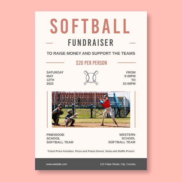 Softball fundraiser flyer template design