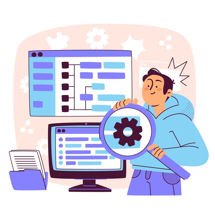 Free Vector software code testing concept illustration