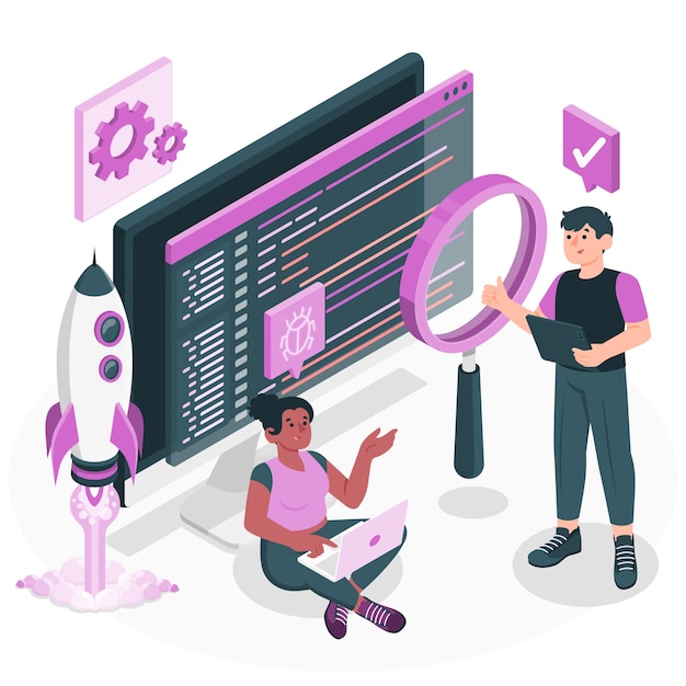 Software code testing concept illustration