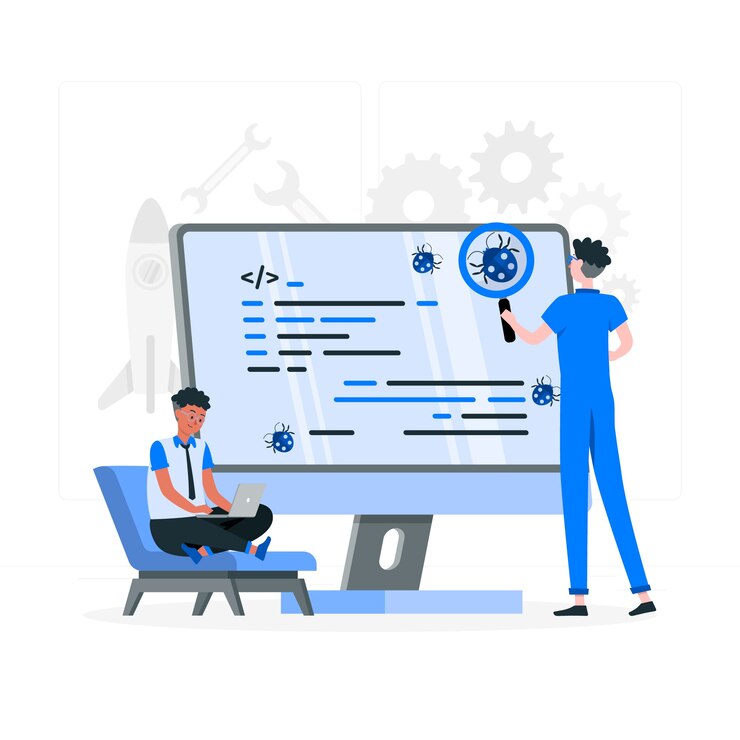 Free Vector software code testing concept illustration