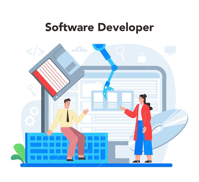 Free Vector | Software developer concept idea of programming and coding ...