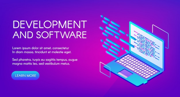 Software development illustration of computer digital technology.