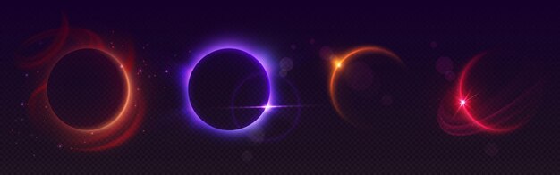 Solar eclipse light ring Moon flare glow in space