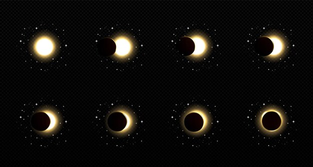Solar or lunar eclipse on transparent background