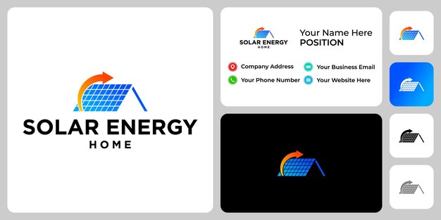Solar panel home power logo design with business card template
