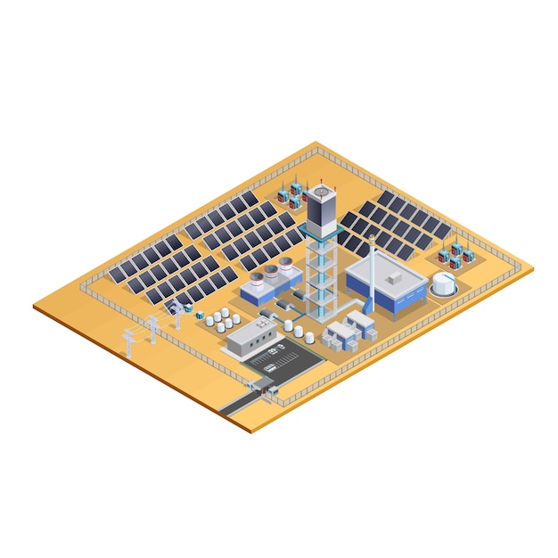 Free vector solar station model isometric image