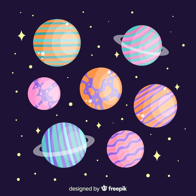 Free vector solar system planets set