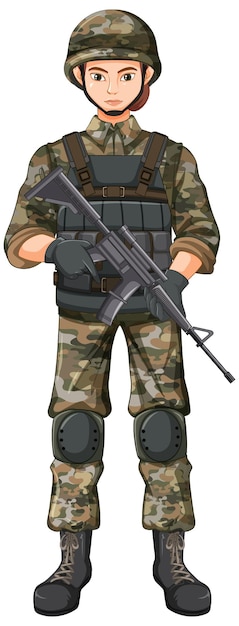 Бесплатное векторное изображение Солдат в униформе мультипликационный персонаж