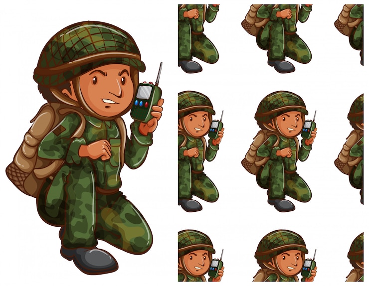 무료 Vector 군인 완벽 한 패턴 흰색 절연