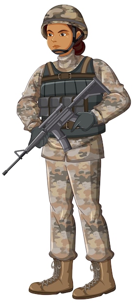 Vettore gratuito soldato nel personaggio dei cartoni animati uniforme