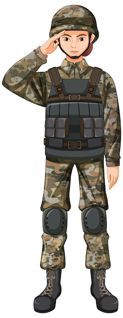 Vettore gratuito soldato nel personaggio dei cartoni animati uniforme