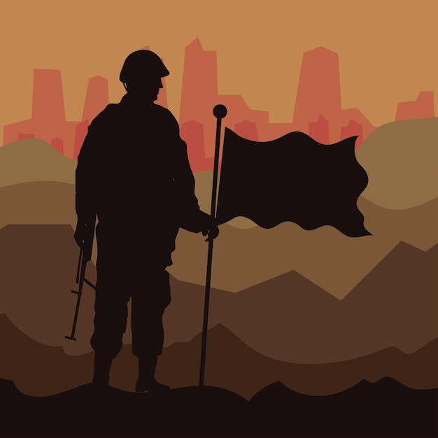 Free vector soldier in war scene