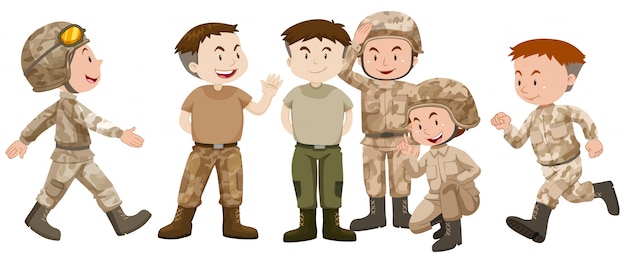 Soldiers in brown uniform illustration