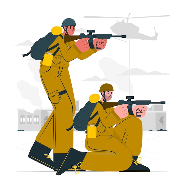 Бесплатное векторное изображение Иллюстрация концепции солдат