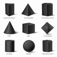 Free vector solid geometric shapes set