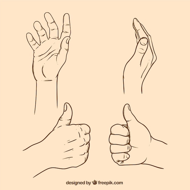 Some hand-drawn sign language gestures