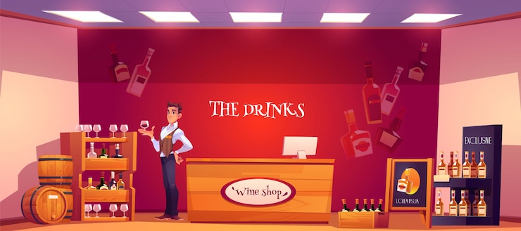 Free Vector sommelier in wine store holding wineglass in hand