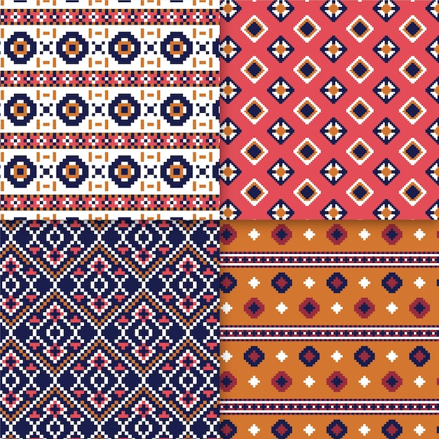 Vettore gratuito collezione di pattern songket