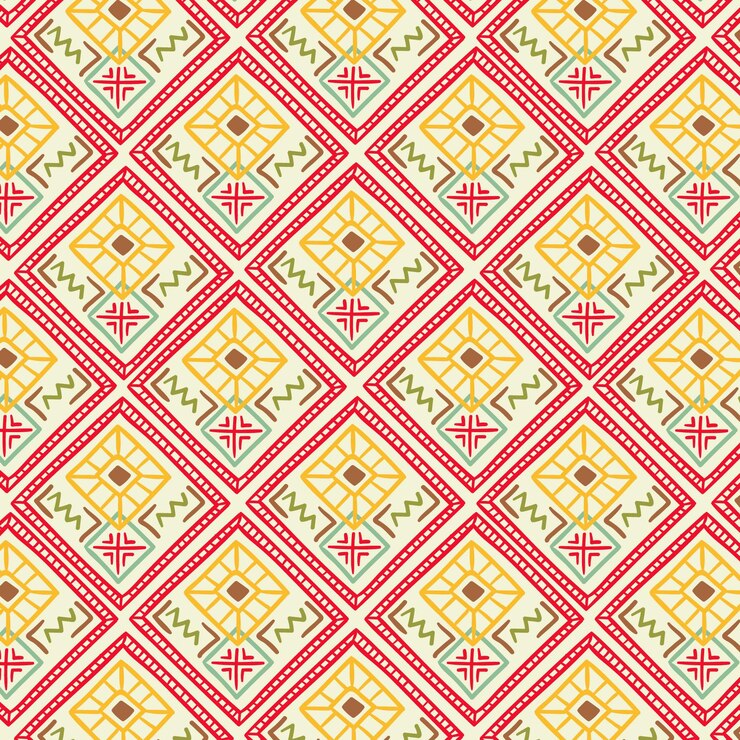 Free Vector songket pattern with decorative shapes