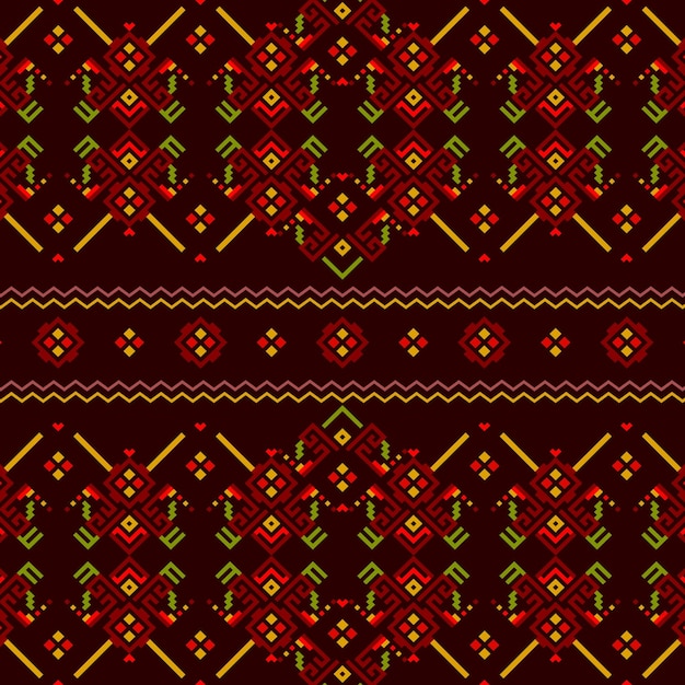 Free vector songket seamless pattern in red and green