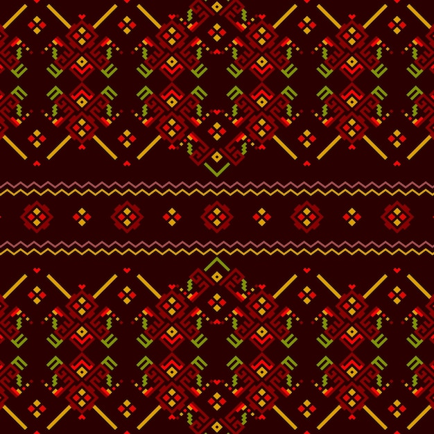 Songket seamless pattern in red and green