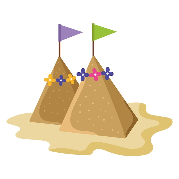 Piramidi di songkran con bandiere