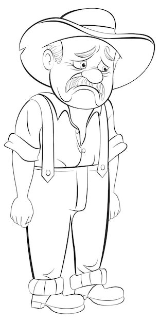 Free vector sorrowful cowboy in monochrome illustration