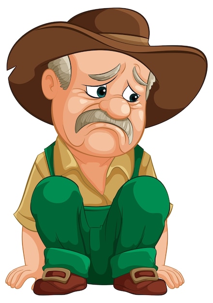 Free vector sorrowful cowboy in thoughtful pose