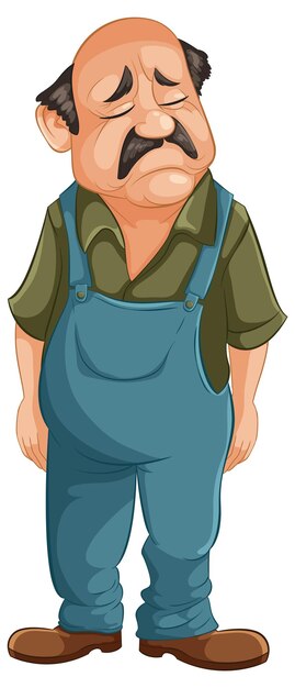 Free vector sorrowful man in blue overalls