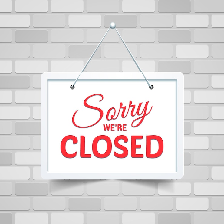 Free Vector sorry we're closed sign