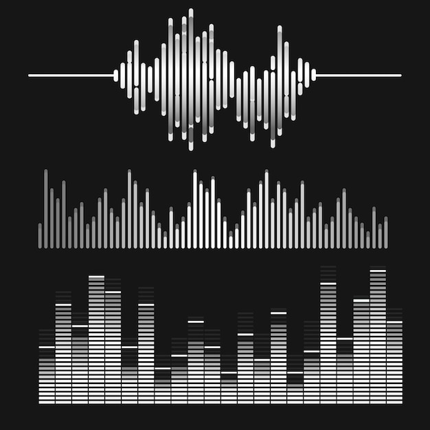 Free vector sound wave equalizer set