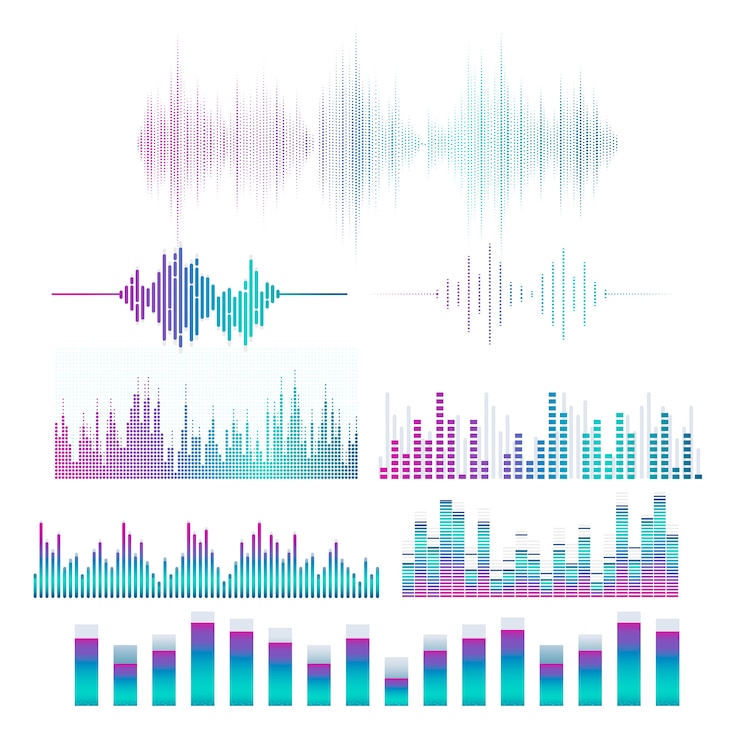 無料Vector 音波のイコライザーベクトル設計セット