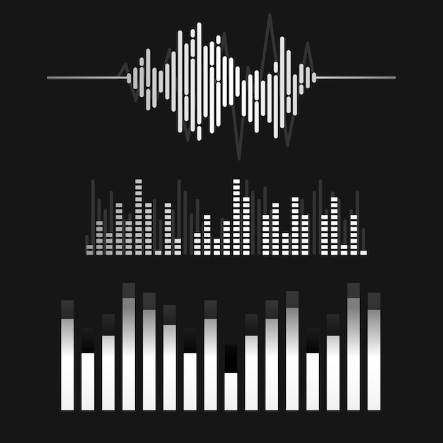 Sound wave equalizer vector design set