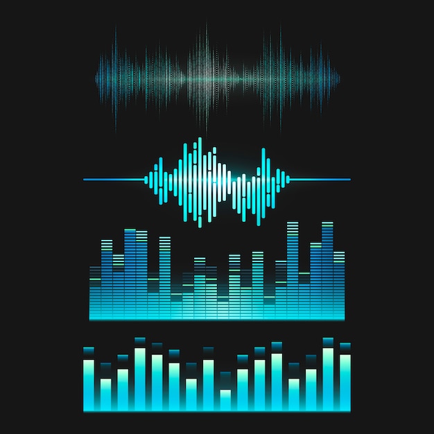 Free vector sound wave equalizer vector design set