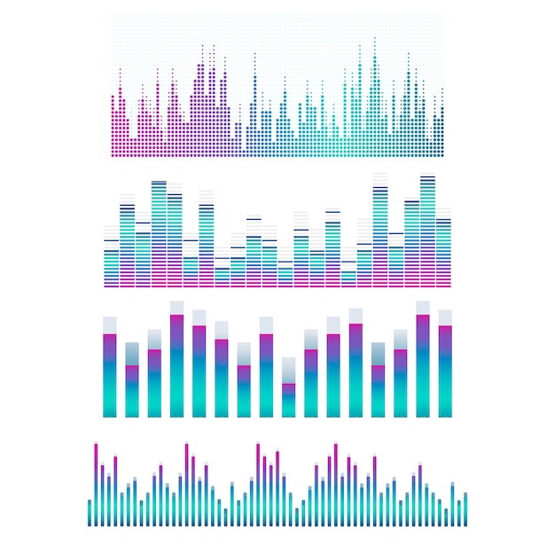 sound wave equalizer vector design set