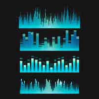 Бесплатное векторное изображение Звуковая волна эквалайзер векторный дизайн набор