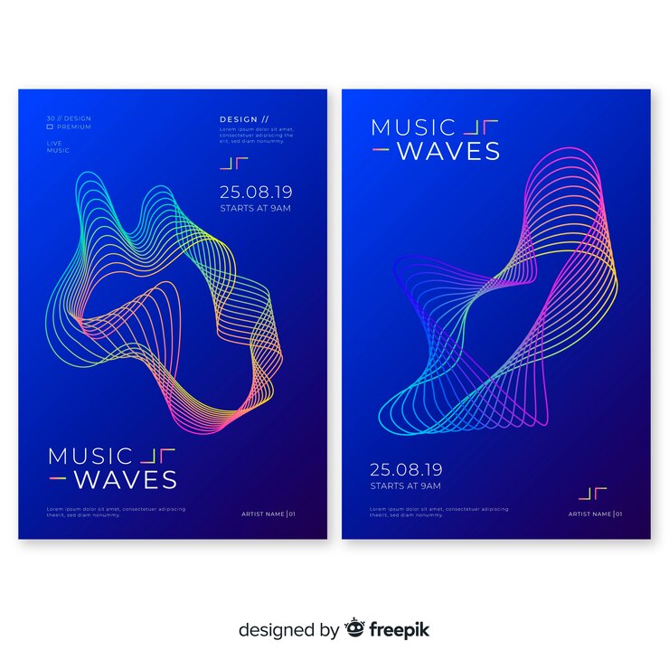 Free Vector sound wave music poster template