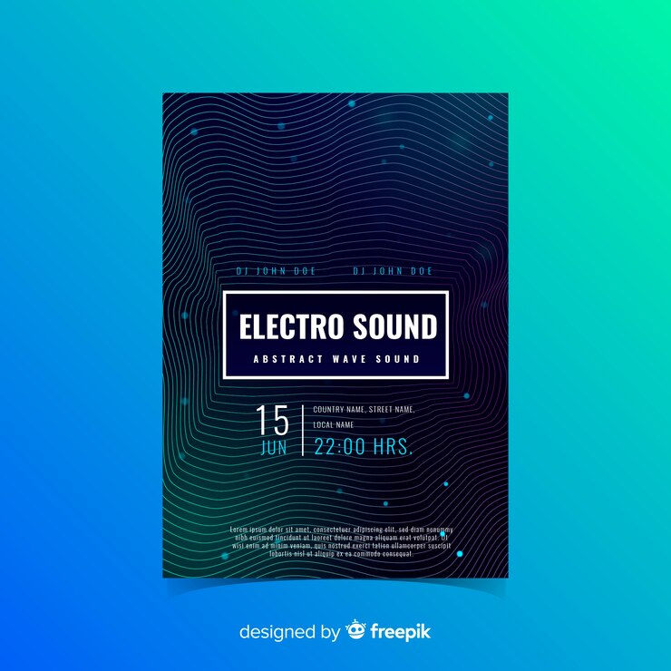 Free Vector sound wave music poster template