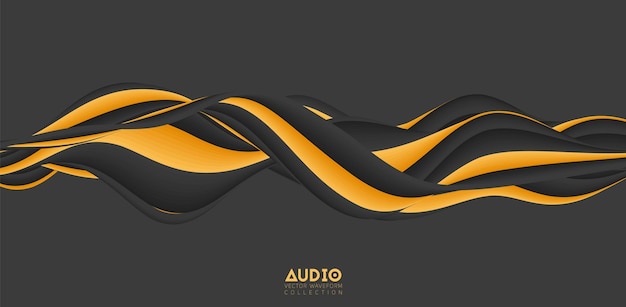 Free vector sound wave visualization. 3d colorful solid waveform. voice sample pattern