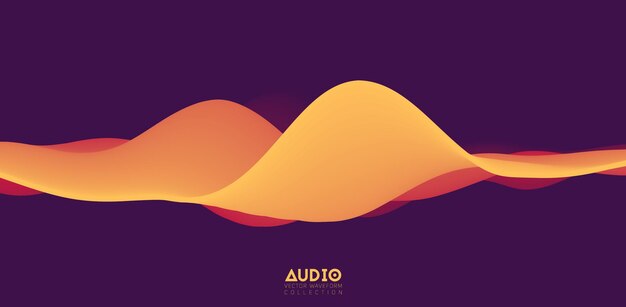 Sound wave visualization. 3D orange solid waveform. Voice sample pattern.