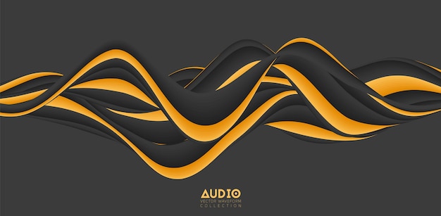 無料ベクター 音波の視覚化。 3dカラフルなソリッド波形。音声サンプルパターン