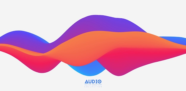 Sound wave visualiztion. 3D colorful solid waveform.