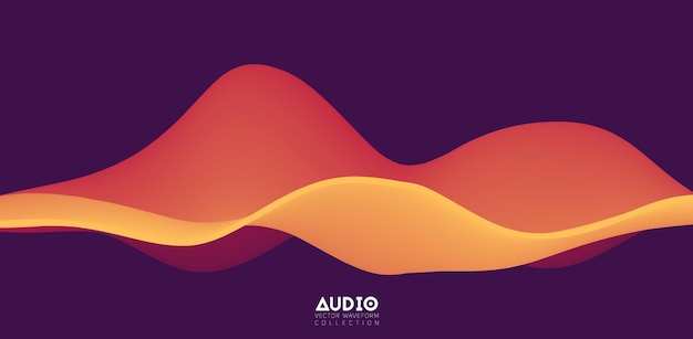 Free vector sound wave visualiztion 3d orange solid waveform voice sample pattern