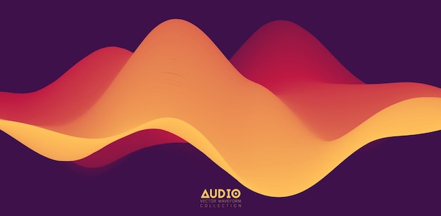 Sound wave visualiztion. 3D orange solid waveform