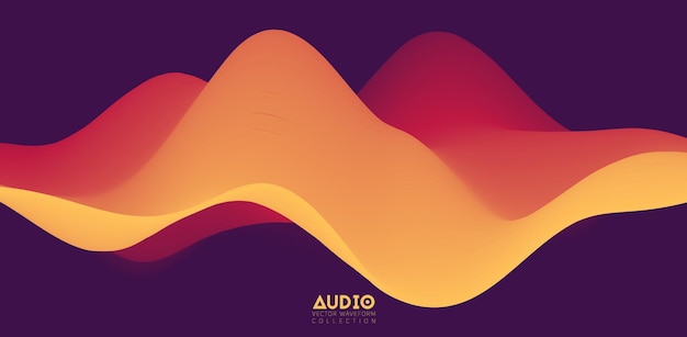 音波の視覚化。 3Dオレンジ色の実線波形