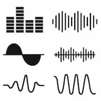 Free vector sound waves glyphs set