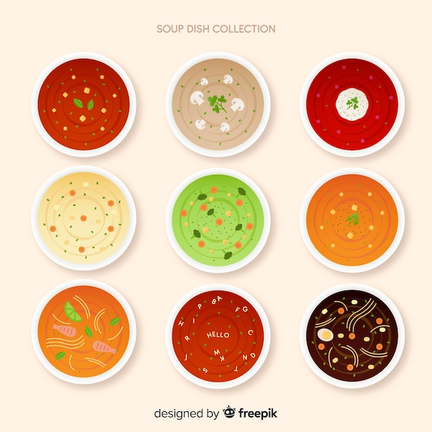 Бесплатное векторное изображение Коллекция суповых блюд