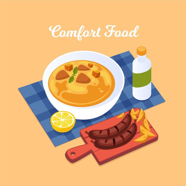 Soup and sausages concept